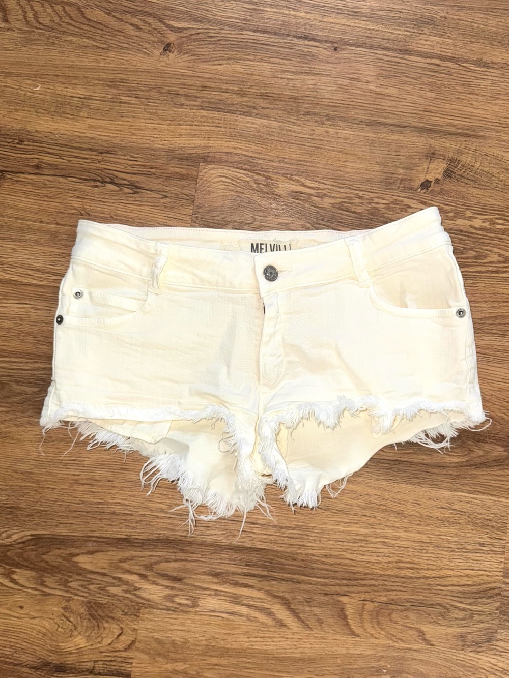 Low Rise Frayed Hem Denim Shorts